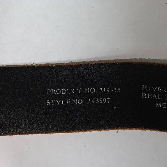 Riverland Island Men's Real Leather Rose Winged Skull Belt Medium - Picture 4 of 5